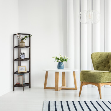 Relaxdays Bamboo Corner Shelf with 4 Shelves