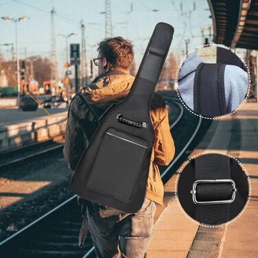 Чохол для акустичної гітари GIGKOUKI, 96.5-99.1 см, м'який, з підкладкою 0.9 см, класичний, рюкзак, великий, з петлею для підвішування та ременем для носіння через плече