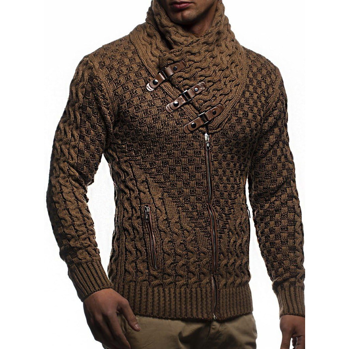 Чоловічий кардиган Eif Neson з в'язаного полотна на блискавці, Regular Fit, camel (3XL)