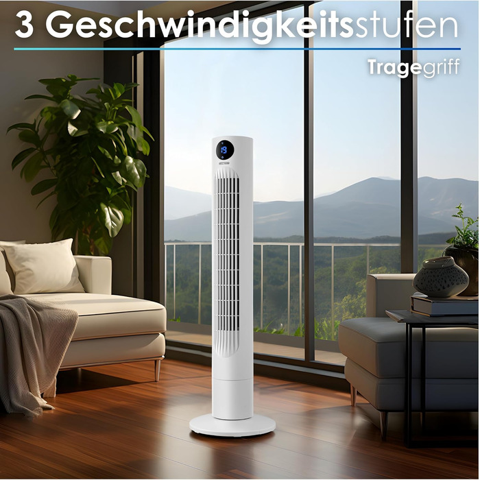 Вентилятор Tower Echo – тихий, з пультом, LED-дисплеєм та таймером 12 год