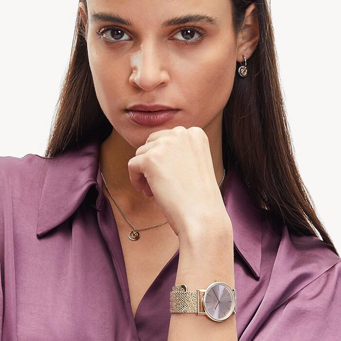 Годинник жіночий LIEBESKIND BERLIN – круглий кварцовий годинник 34 мм – блискучий браслет з сітки – водонепроникність 5ATM – сучасний та елегантний – доступний у різних кольорах (Frozen Rosé)