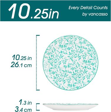 Набір посуду Vancasso Selene на 6 осіб (24 елементи) з пастелевого порцеляну, 6 тарілок, 6 десертних тарілок, 6 супових тарілок, 6 мисок, сумісний з мікрохвильовою піччю, діаметр тарілок 26 см