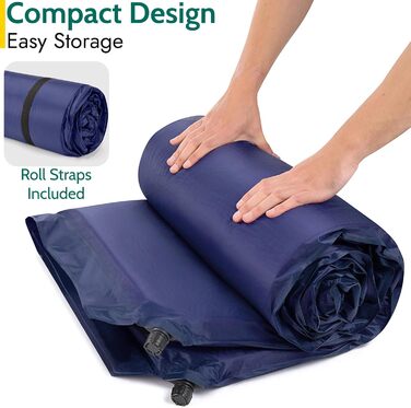 Надувна ізольована килимок/матрац для кемпінгу на двох осіб, 5 см, блакитний