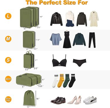 Органайзер для валізи: набір з 8 шт. (білий, хакі) - Packing Cubes для подорожей