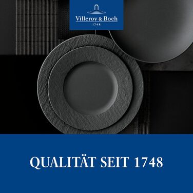 Тарілка для сніданку Villeroy & Boch Manufacture Rock 22 см, чорна, преміум порцеляна, матова, шліферна текстура, для посудомийної машини та мікрохвильовки