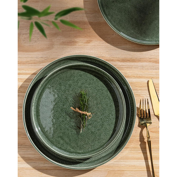 Набір посуду GBhome з каменю, 18 предметів, ручна робота, для 6 осіб, стійкий до миття в посудомийній машині та мікрохвильовій печі, набір тарілок та мисок