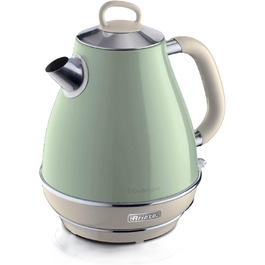 Ariete Vintage Green Electric Kettle - 1.7L Stainless Steel, 2000W, 360° Swivel Base, Automatic Shut-Off, Tea Infuser