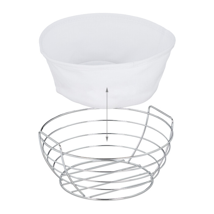 Relaxdays Round Bread Basket Metal with Fabric Insert
