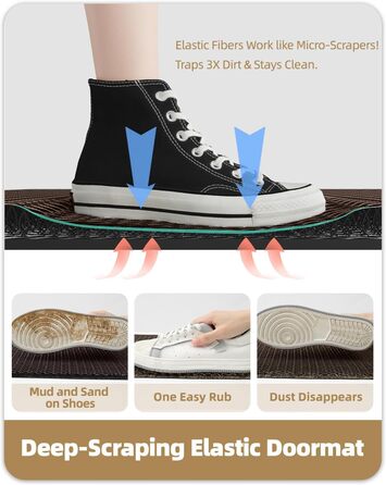 Прикільчиковий килимок COLOR&GEOMETRY для вулиці 60x90 см, протибризковий та вологопоглинаючий килим-грязезахисний, протиковзкий, бежевий