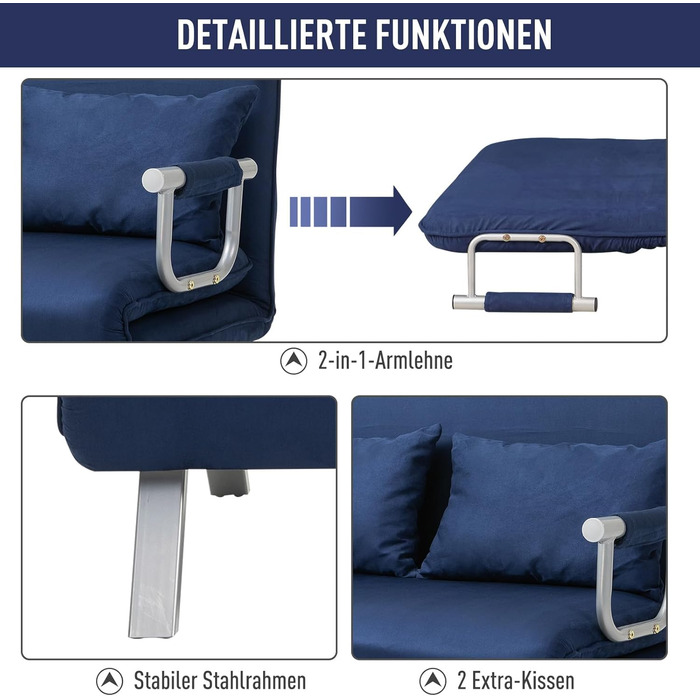 HOMCOM Adjustable Backrest Sleeper Sofa