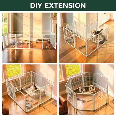 Клітка для собак Pawadise FXW – міцна, 61 см, 8 панелей, біла. Ідеально для цуценят та маленьких собак. Патентована модель