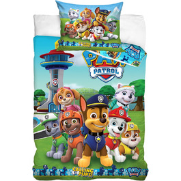 Комплект постільної білизни для дитячого ліжечка Paw Patrol: 100x135 см + 40x60 см, бавовна, 2 шт.