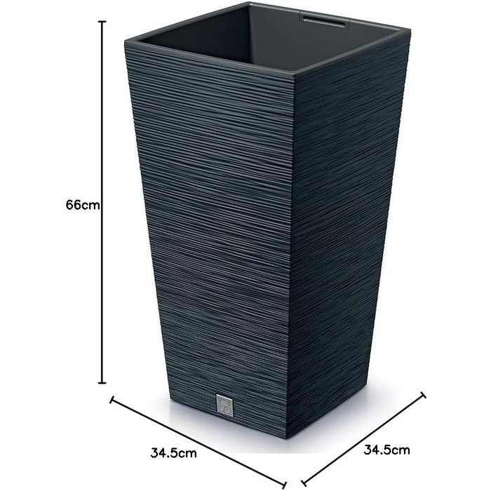 rg-vertrieb Flower Pot Planter Flower Box Square Furu Square Pine Needle Design with Plant Insert (350 Anthracite)