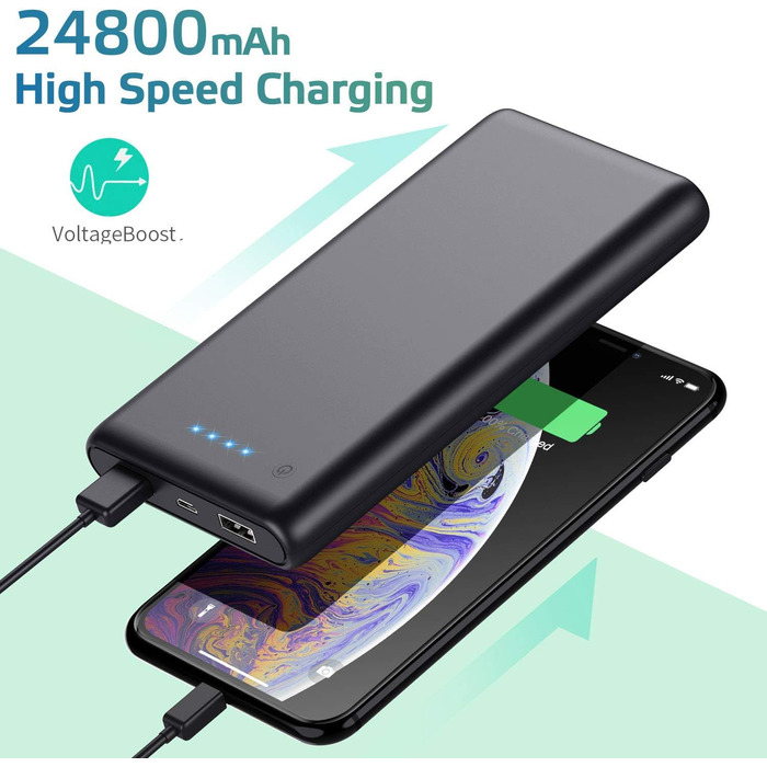 Powerbank MagSafe з LED дисплеєм, 26800mAh, 25W PD, чорний. Бездротова зарядка, USB-C вхід/вихід, сумісний з iPhone 16/15/14/13/12