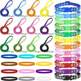 Набір повідків та нашийників для собак JieyueJewelry (36 шт.) з швидкою застібкою, регульовані, з принтом лапки, нейлон, для цуценят та маленьких собак