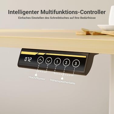 Claiks Electric Height Adjustable Desk 140x70cm - Standing Desk with Cable Management, Memory Function, & Ergonomic Design (FSC® Certified)