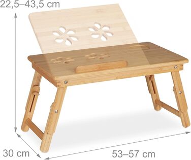 Столик для ноутбука Relaxdays, бамбуковий, регульований, з вентиляцією та ящиком, 1 шт.