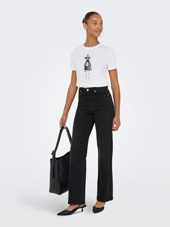 Джинси жіночі кльош Only ONLJUICY-WAUW, висока талія, чорний, розмір XL/34L