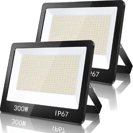 LED прожектор 300W для вулиці, IP67, 2 шт, 30000Лм, 7000K, холодне біле світло, водонепроникний, для складу, саду, гаража, двору, паркування