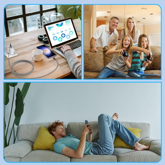 Кабель USB-C GIANAC 5M: зарядний та передавач даних для Samsung, Huawei, Google, Sony (зелений)