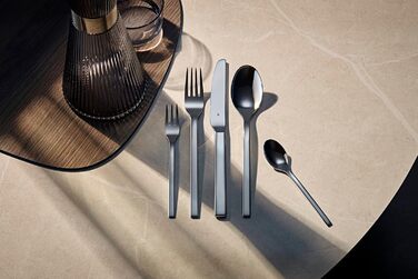 WMF Tavira Cutlery Set, 6 Persons, 30-Piece, Monobloc Knives, Cromargan Stainless Steel Polished, Shiny, Dishwasher Safe, 43 x 26.7 x 43 cm