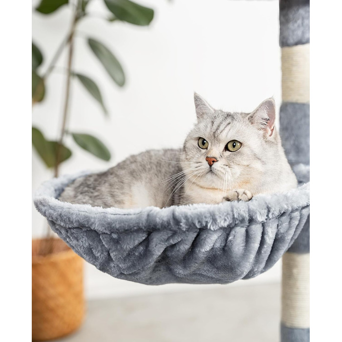 Крісло-гніздо для кота з м'якого плюшу на котячий будиночок/крізьбаг, Ø 40 см, 25 см глибина, м'яке ліжко для котів з металевим кріпленням M8, підходить для котів будь-якого розміру, (глибина 15 см, світло-сірий)