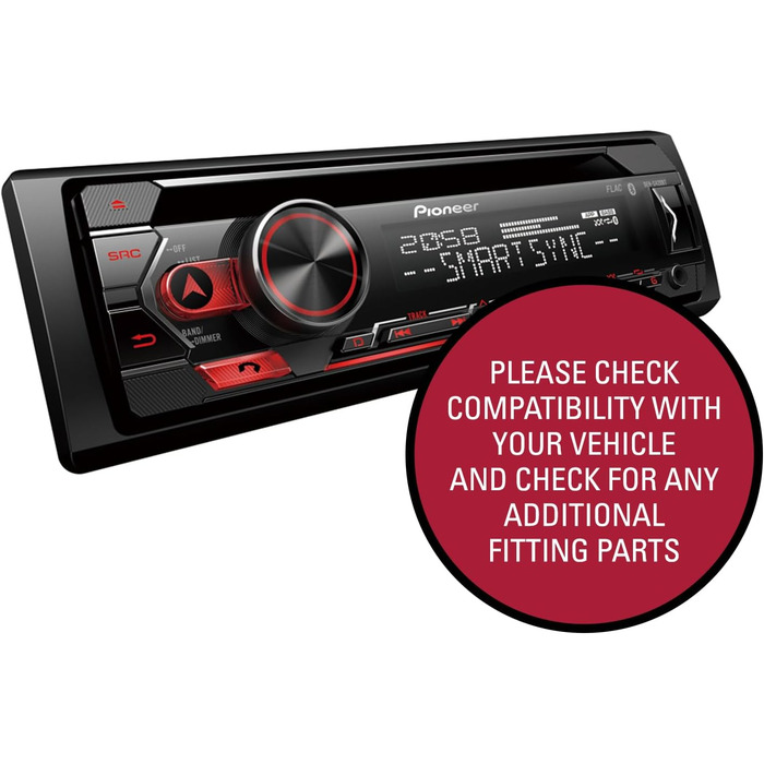 Автомагнітола Pioneer DEH-S420BT 1-DIN з CD-програвачем, Bluetooth, USB, AUX, MP3, RDS, еквалайзером, підтримкою iPod та додатком Smart Sync
