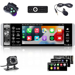 Автомагнітола CAMECHO 1 DIN з CarPlay, 5,1