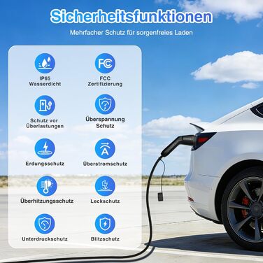 Зарядний кабель Type 2 Schuko 3.68kW 6-16A для електромобіля та PHEV, 7м, LCD дисплей, IP65