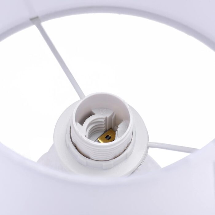 Нічна лампа 'Ліна' - керамічна настільна лампа з абажуром з тканини, сумісна з LED, цоколь E14, 230V, для вікна, дивана, підвіконня (білий/сріблястий)