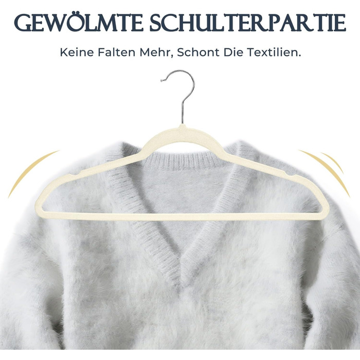 Плечики для одягу з велюру, 20 шт. - Плечики для економії місця, нековзні, міцні, 360° обертання - для сорочок, костюмів, светрів, штанів