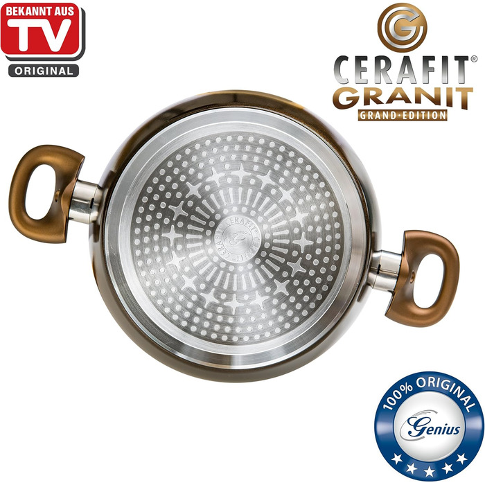 Набір сковорідок Genius Cerafit Fusion (7 шт.) з керамічним покриттям | 28 x 28 см, смарагдовий, антипригарне покриття Lotus, легке миття