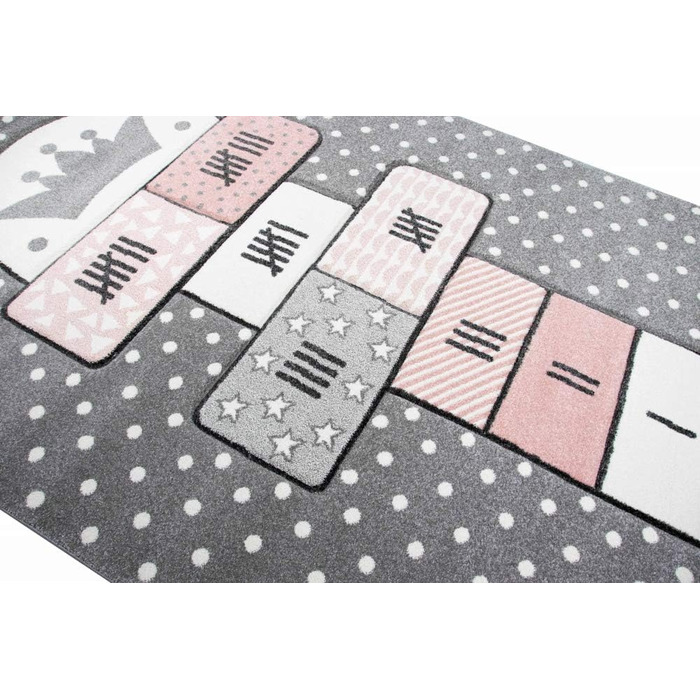 Дитячий килим Merinos Hüpfspiel, ігровий килим-батут, сіро-рожево-кремовий, 120x170 см