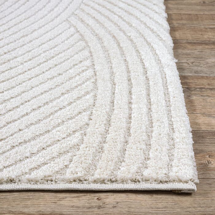 Килим Everest - сучасний короткий ворс для вітальні та спальні з ефектом висоти-глибини, 3D ефект, висока щільність ворсу та приємна м'якість, дизайн Panglao, кремовий (140 x 200 см)