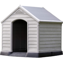 CURVER Dog House - Gray, Waterproof & UV Resistant - Recycled PVC - Large Dog Size - 95x99x99cm