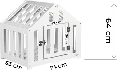 Будка для собак з дерева, клітка для собак із замком, вольєр для тварин, собачий вольєр, собача будка, переноска для домашніх тварин, чорна (74 x 53 x 64 см), білий колір