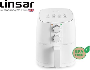 Аерофритюрниця Linsar 4 л, з таймером, функцією підтримки тепла, регулюванням температури, 1400 Вт, енергоощадна, біла