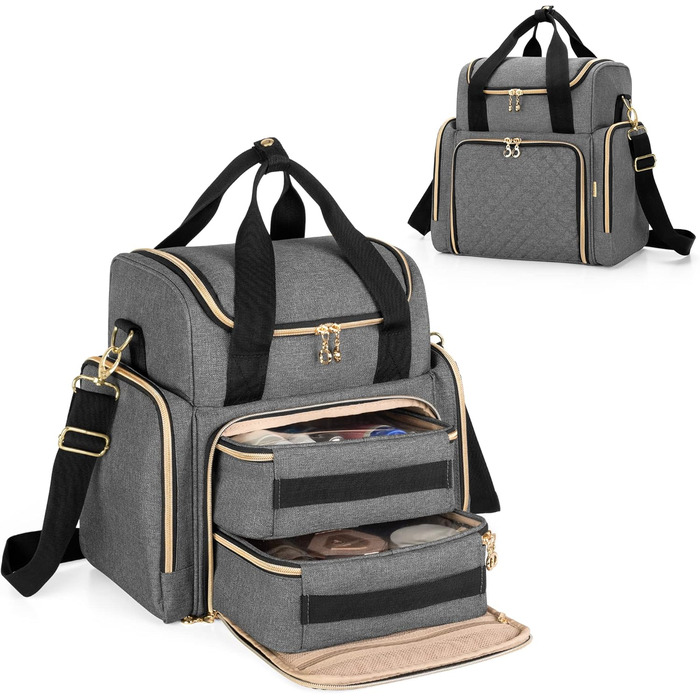 Організатор для косметики Luxja - жіноча косметичка для макіяжу, подорожей (сірий)