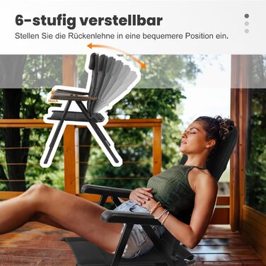 Крісло для кемпінгу Homecall складне, 150 кг, для саду, балкону, риболовлі, чорне. Регульована спинка, з підлокітниками.