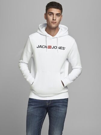 Чоловічий худі з капюшоном JACK & JONES з логотипом, білий, розмір M
