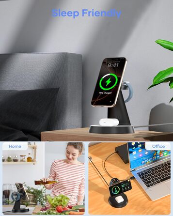 3-в-1 Індукційна Зарядка для iPhone, AirPods та Apple Watch (15W, чорний)