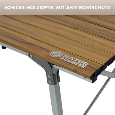 Стіл для кемпінгу NaturBummler® Solid Litec+ - розкладний, легкий, регульований по висоті (M) з сумкою. Алюміній, для відпочинку на природі, риболовлі