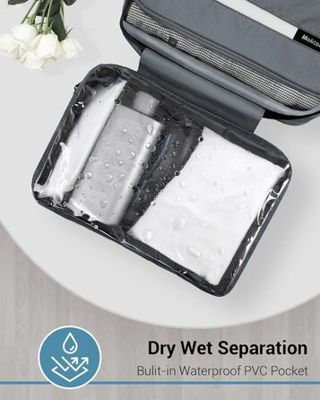 Сумка для туалетних аксесуарів Maliton: велика водонепроникна сумка-органайзер для подорожей, спорту та басейну | 4 відділення | Складана та компактна (Сірий)