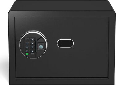 Сейф Grimtron з біометричним сканером відбитків пальців, 22л, LED-підсвічування, тихий режим, антивандальний, з нержавіючої сталі, чорний