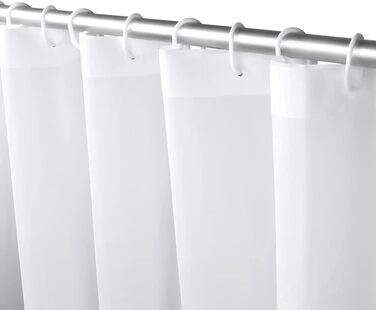 Шторка для душу URAQT, водонепроникна, антигрибкова, швидковисихаюча, PEVA, 180x180 см, 12 кілець, для ванни (Біла)