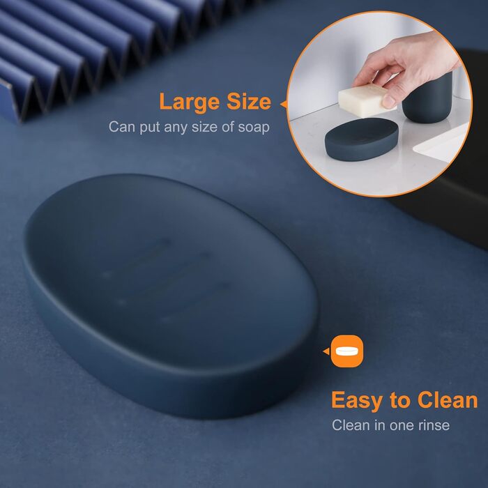 Набір аксесуарів для ванної кімнати DUFU, блакитний, 4 шт., кераміка. Включає мильницю, дозатор мила та 2 чашки.