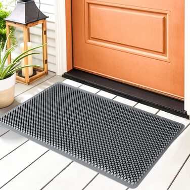 Килимок для порогу Fowooyeen з силікону, 43 x 76 см, сірий. Не слизький, миючий, для дому та вулиці.