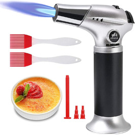 Газовий пальник Flintronic Küchenbrenne для приготування Creme Brulee, кодування, BBQ та кемпінгу. З 3-ма насадками, 2-ма щітками та замком безпеки. (Бутан не входить)