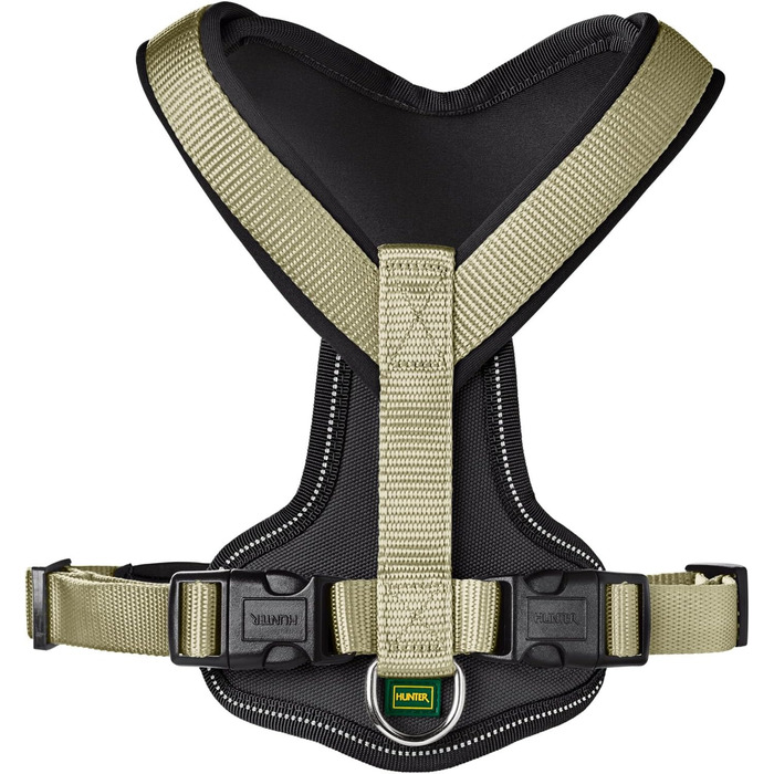 Нашийник для собак HUNTER Neopren, оливковий/чорний, міцний нейлон, м'яка неопренова підкладка, світловідбиваючий матеріал 3M Scotchlite, легкий у догляді, комфортний, розмір L