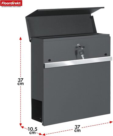 Поштовий ящик Floordirekt Gaston антрацит з газетницею та замком, сучасний, з кришкою та великим отвором для листів